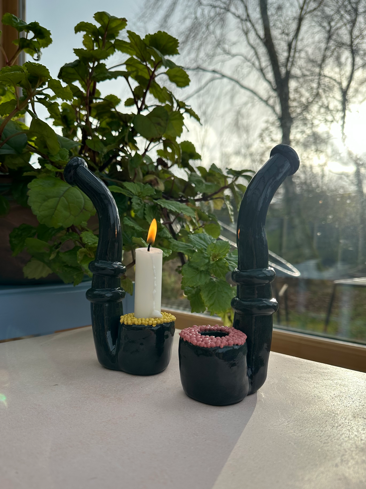 Lakridspibe lysestage - Gul