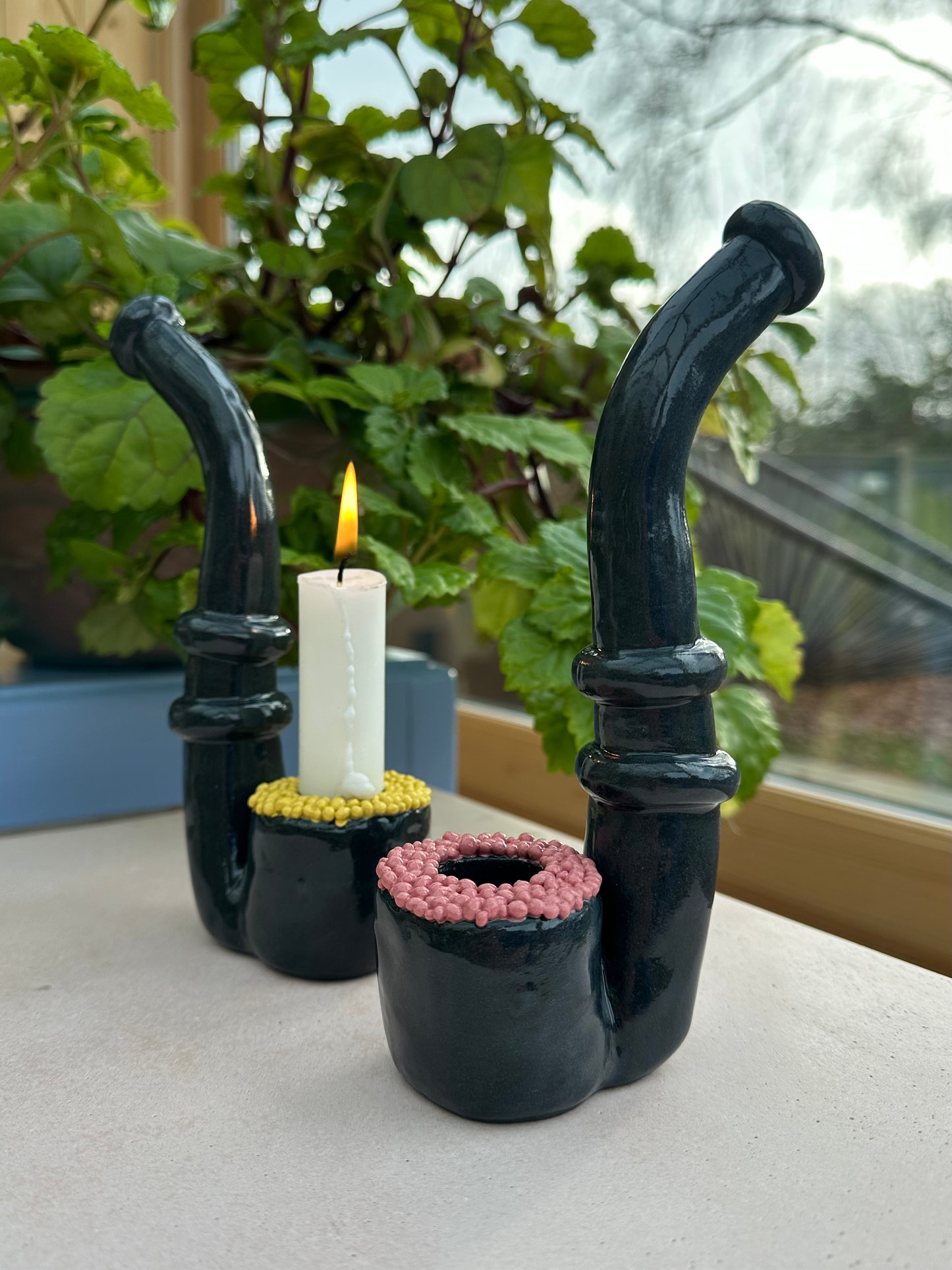 Lakridspibe lysestage - Gul