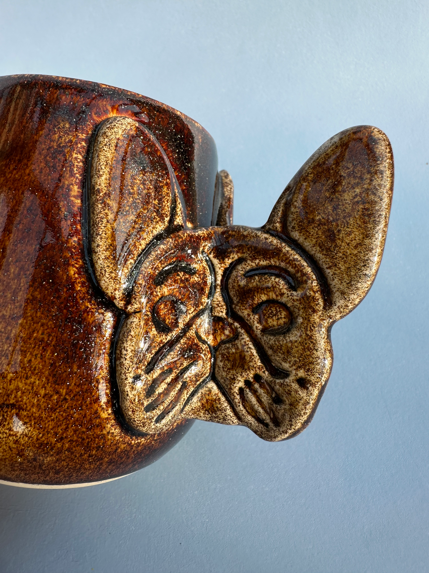 Fransk bulldog kop - glimmerbrun