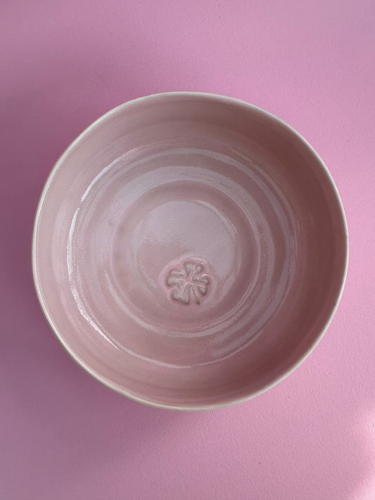 Buet skål med firkløver i bunden - rosa