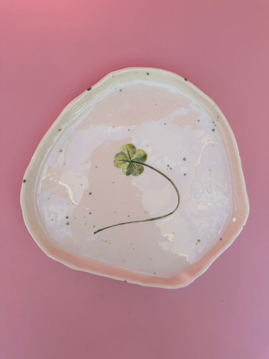 Porcelænsfad med aftryk fra 5-kløver #8