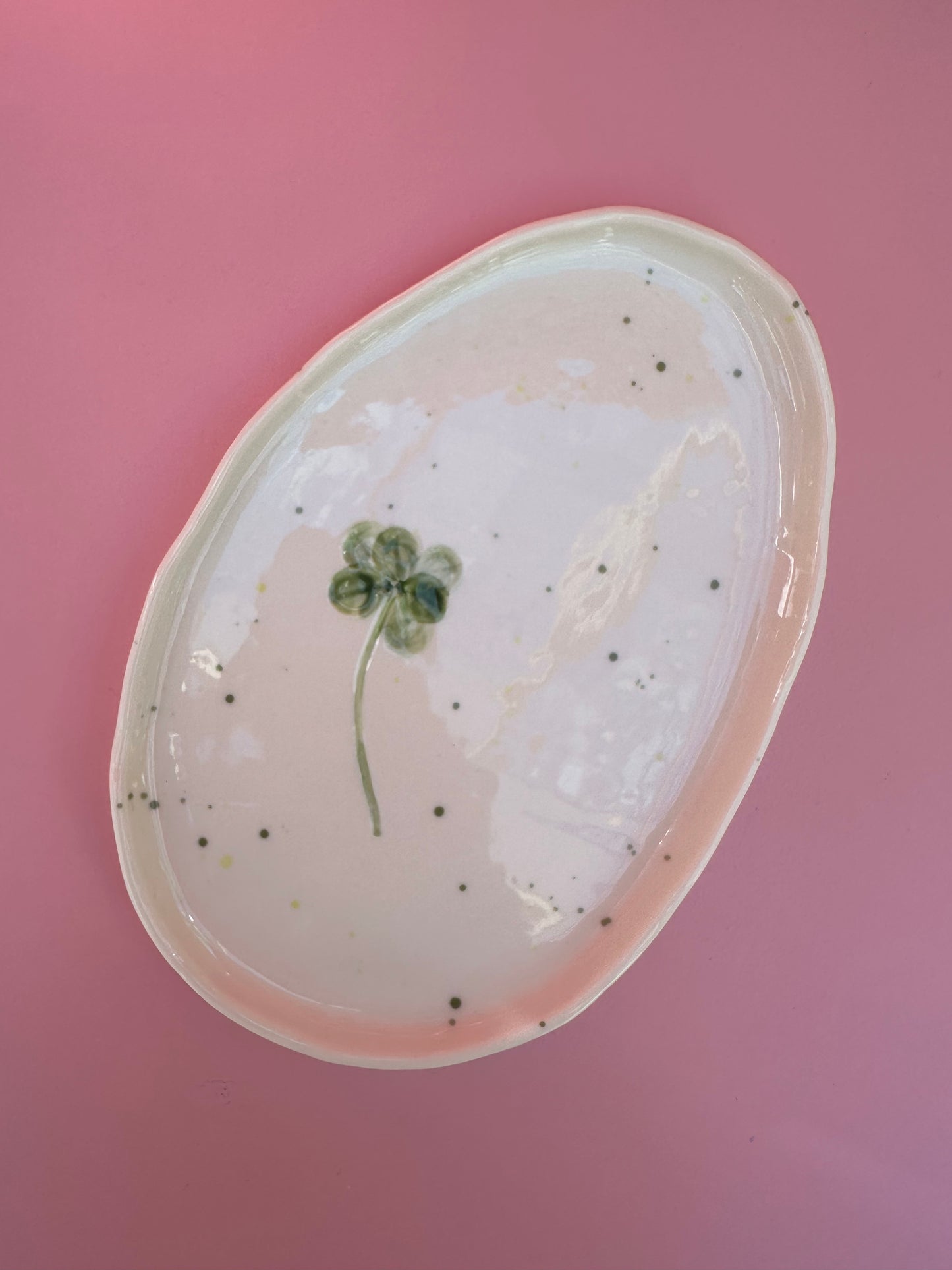 Porcelænsfad med aftryk fra 6-kløver #6