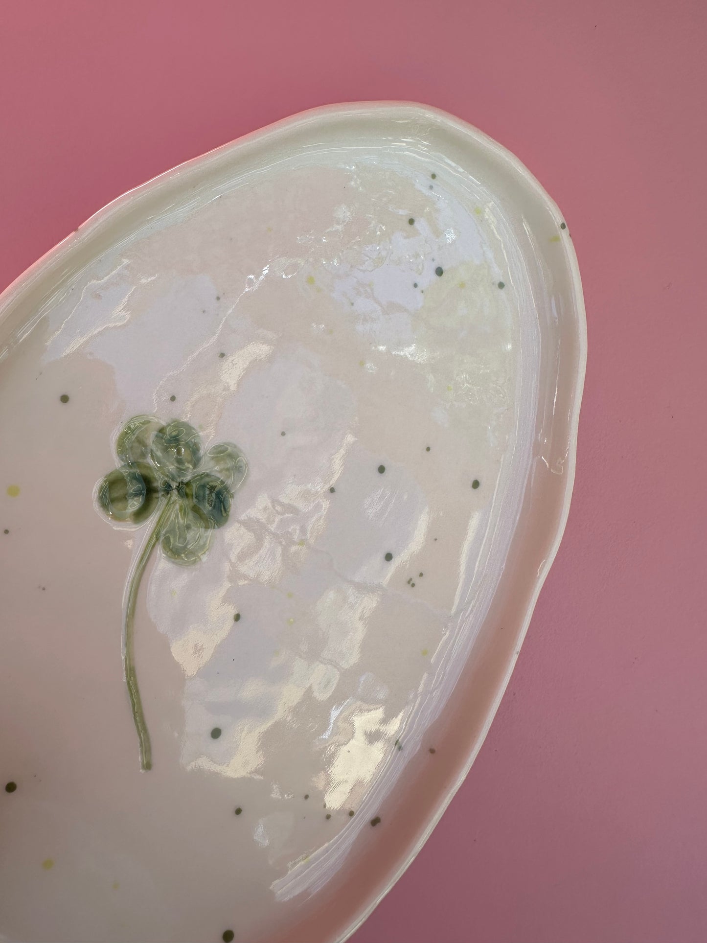 Porcelænsfad med aftryk fra 6-kløver #6