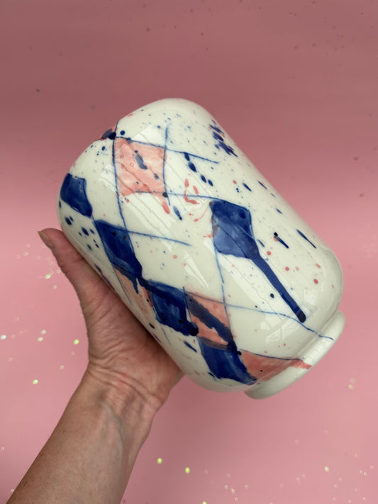 Stor vase med harlekinsplash