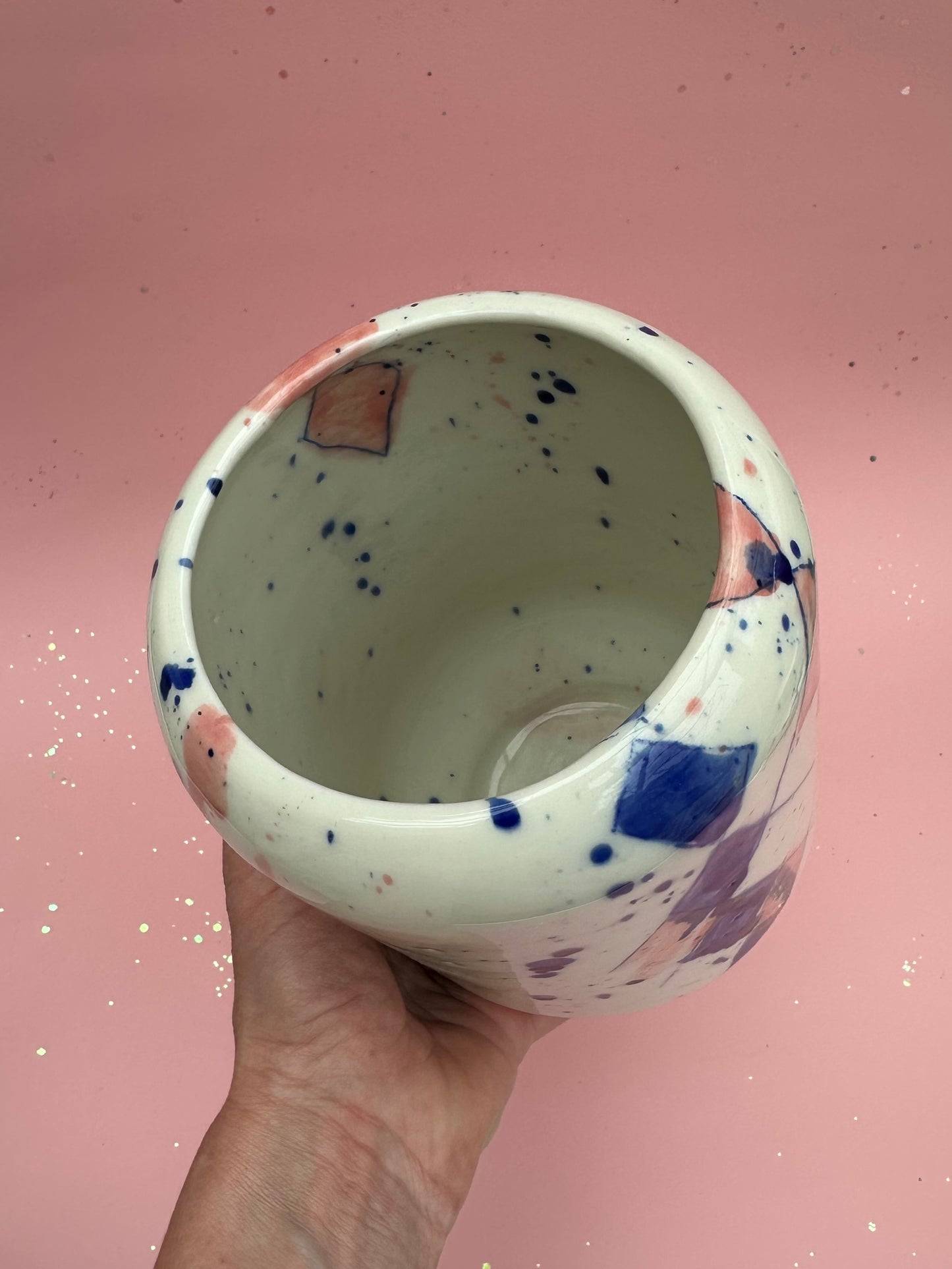 Stor vase med harlekinsplash