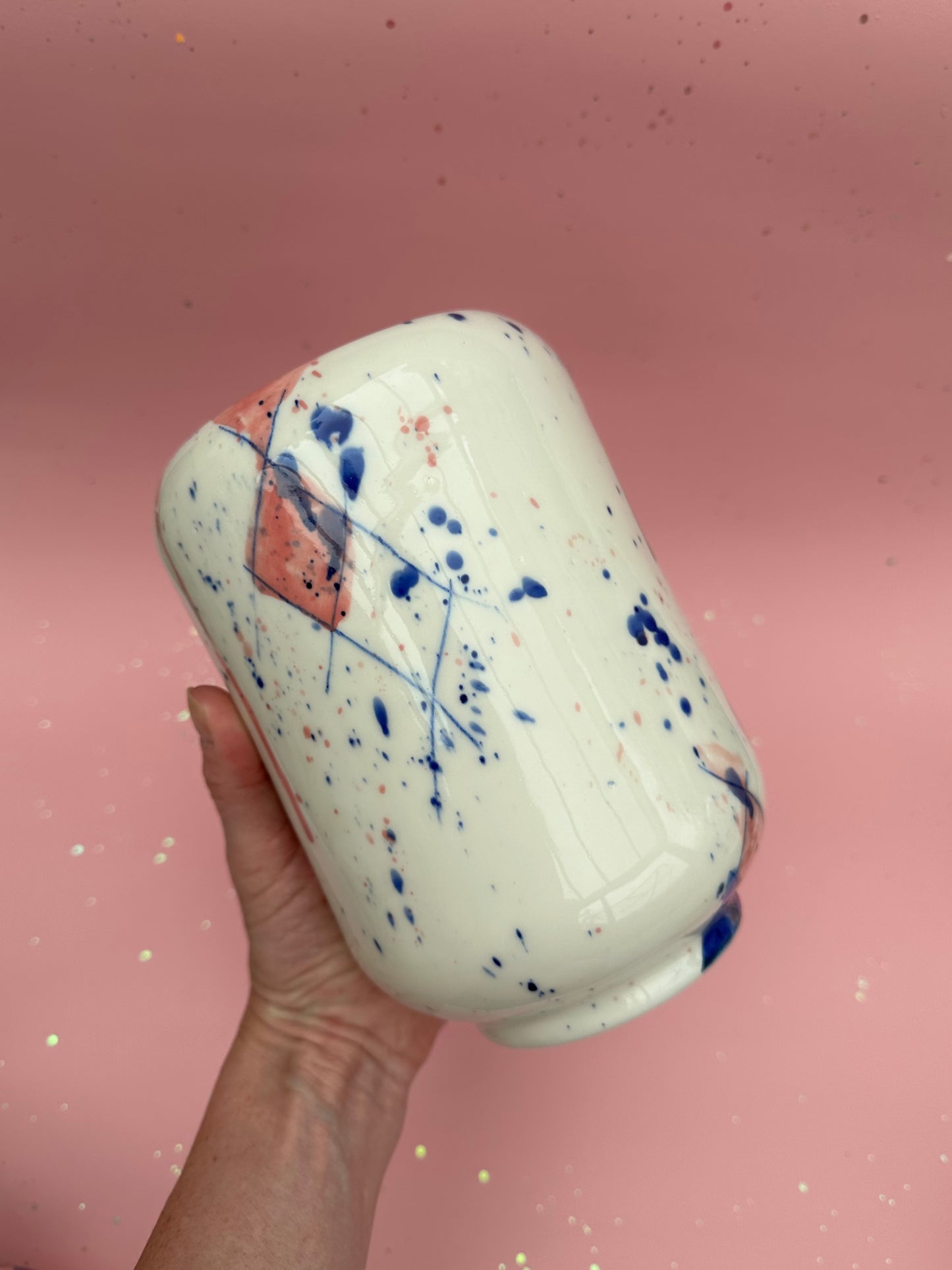 Stor vase med harlekinsplash