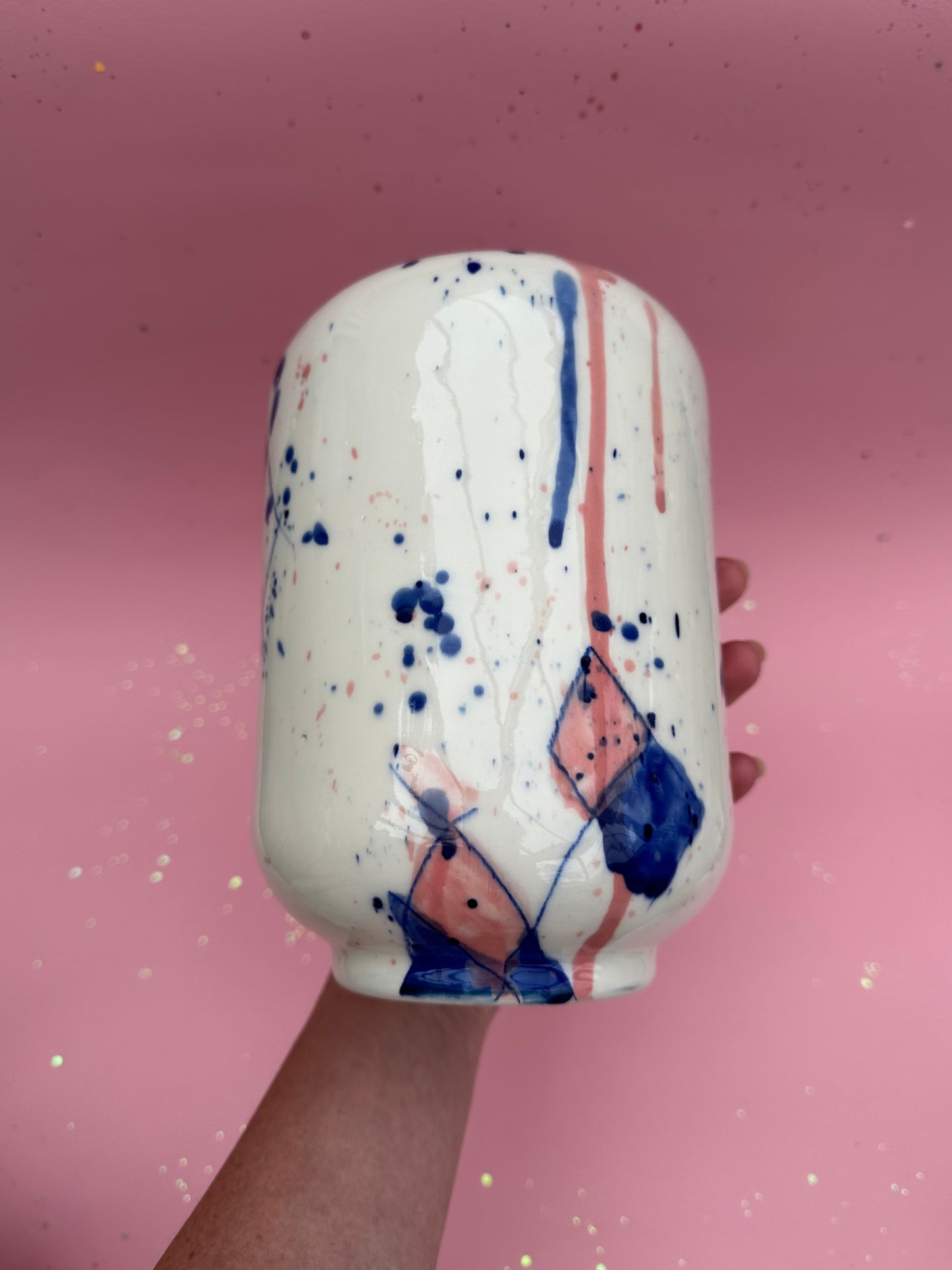 Stor vase med harlekinsplash