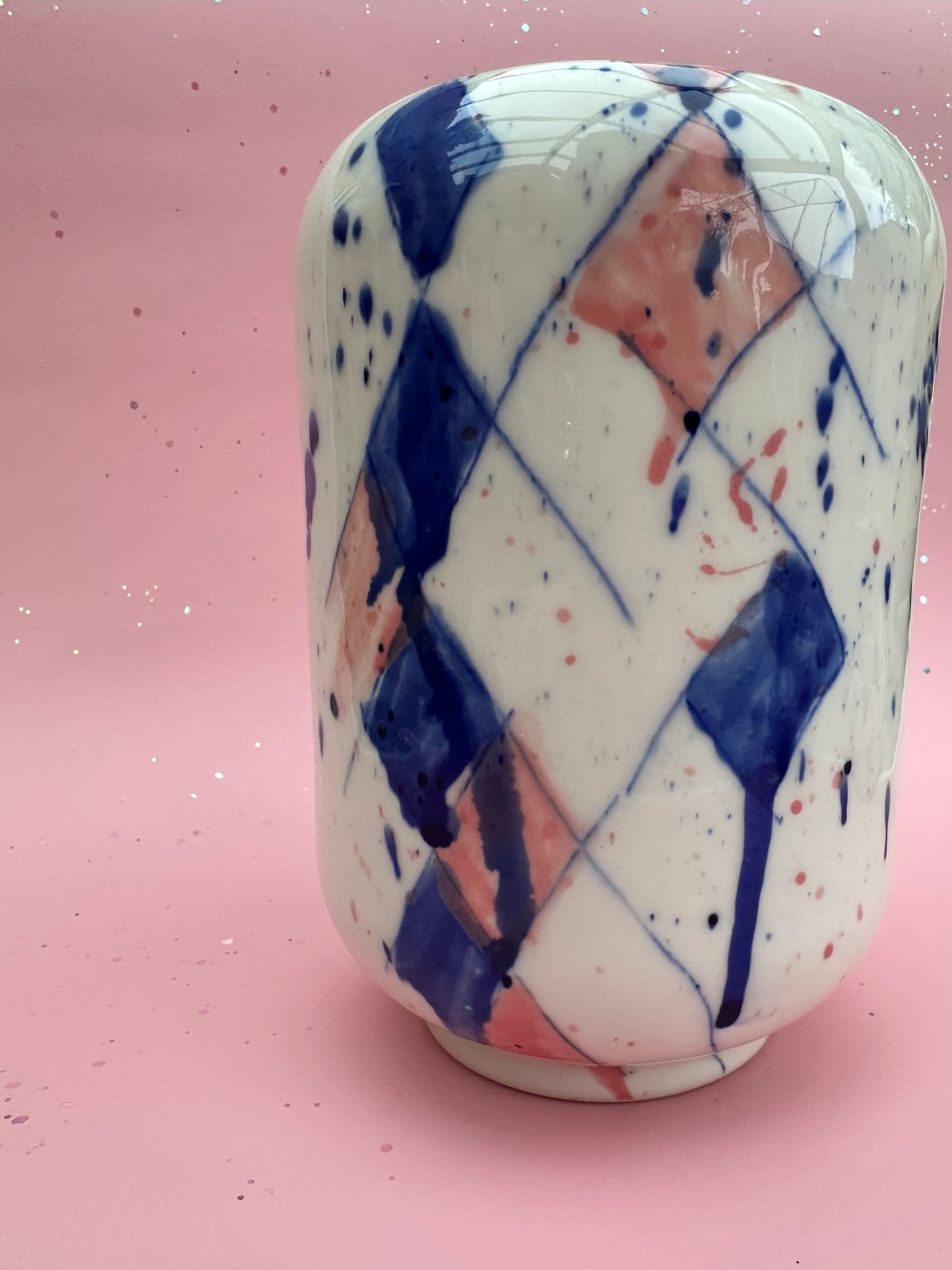 Stor vase med harlekinsplash