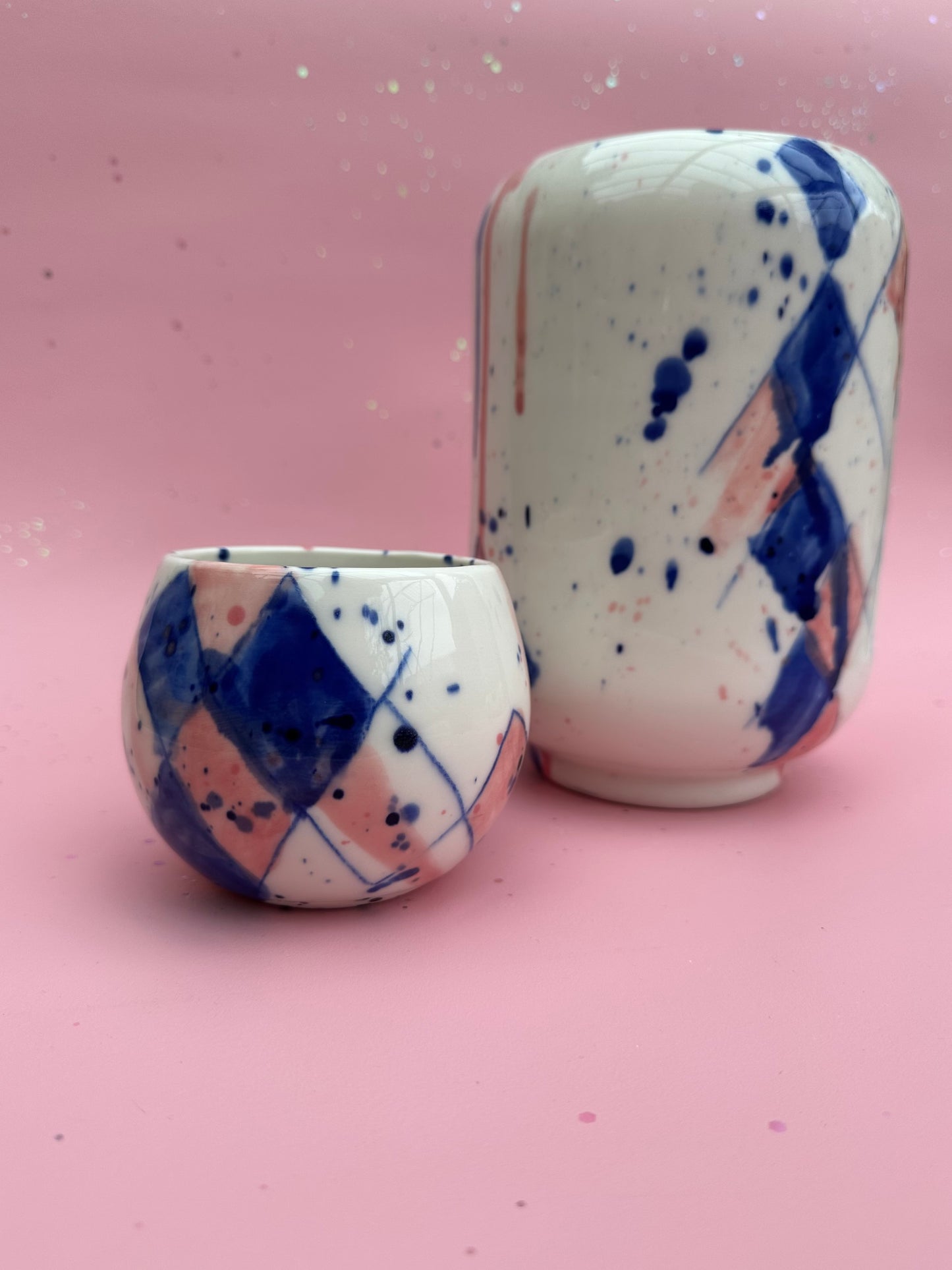 Stor vase med harlekinsplash